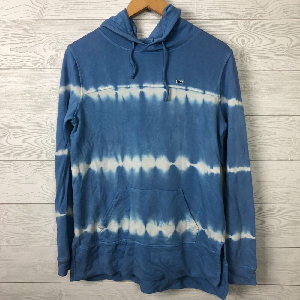 Vineyard Vines Women's Small Tie Dye Long Sleeve Hoodie Hooded Sweatshirt Blue